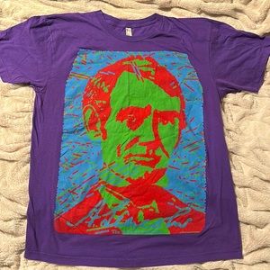 American Apparel XL Abraham Lincoln graphic tee purple graffiti USA president